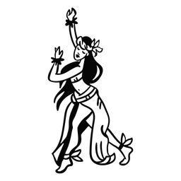 Contorno de torção de mulher havaiana dançando Desenho PNG