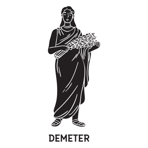 Demeter dibujado a mano cortado negro Diseño PNG