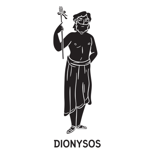 Dionysos hand drawn cut out black PNG Design