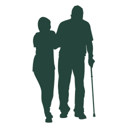 Enfermera anciana caminando silueta de bastón Diseño PNG