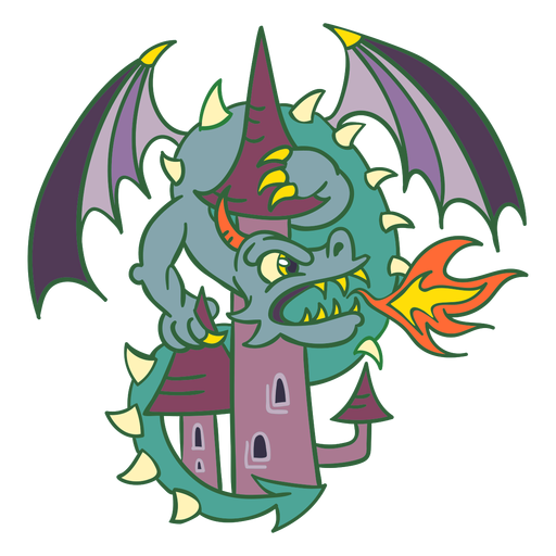 Dragão verde malvado atacando dragão do castelo Desenho PNG