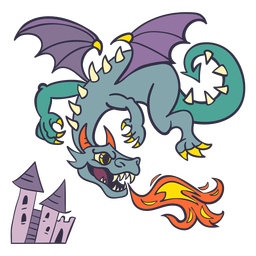 Der böse grüne Drache fliegt Feuer dunkler PNG-Design