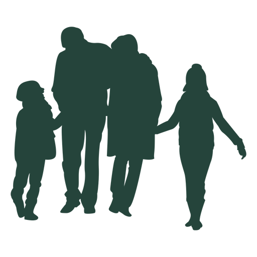 Family of four silhouette PNG Design