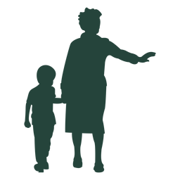 Neto da avó caminhando parando silhueta do trânsito Desenho PNG