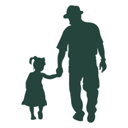Vovô neta andando em silhueta Desenho PNG