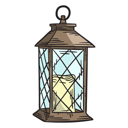 Hand drawn candle lantern PNG Design