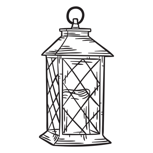Hand drawn candle lantern outline