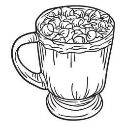 Esboço de chocolate quente de marshmallow desenhado à mão Desenho PNG