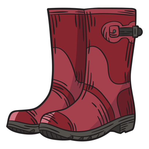 Hand drawn red work boots - Transparent PNG & SVG vector file