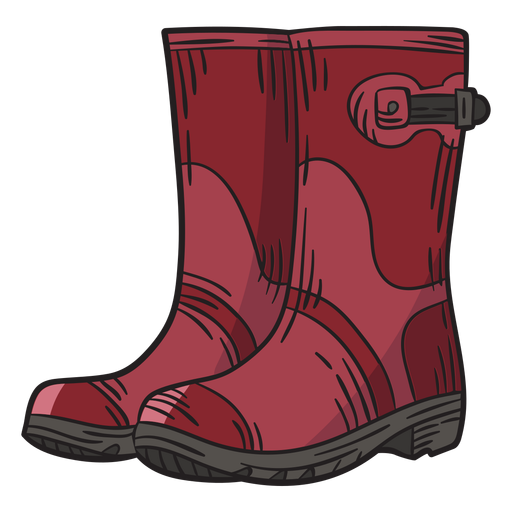 Hand drawn red work boots