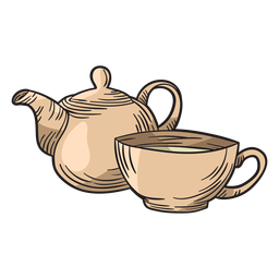 Xícara de chá desenhada à mão