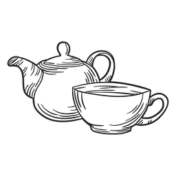 Contorno de xícara de chá desenhado à mão Desenho PNG