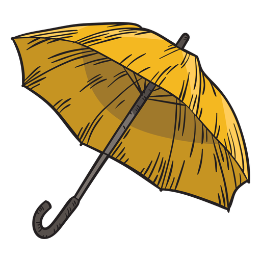 Paraguas amarillo dibujado a mano