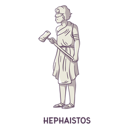 Hefesto dibujado a mano gris Diseño PNG