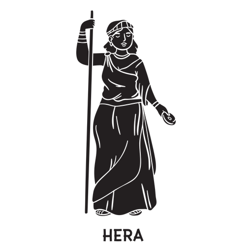 Hera dibujado a mano cortado negro Diseño PNG