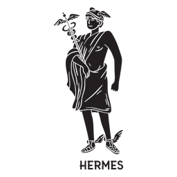 Hermes Hand gezeichnet schwarz ausgeschnitten PNG-Design