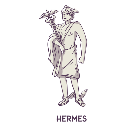 Hermes dibujado a mano gris Diseño PNG