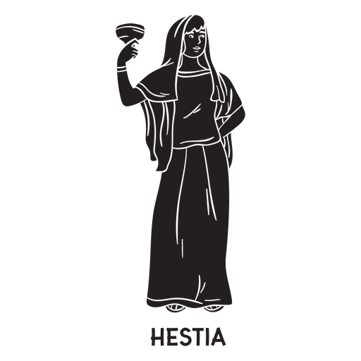 Hestia dibujado a mano cortado negro Diseño PNG