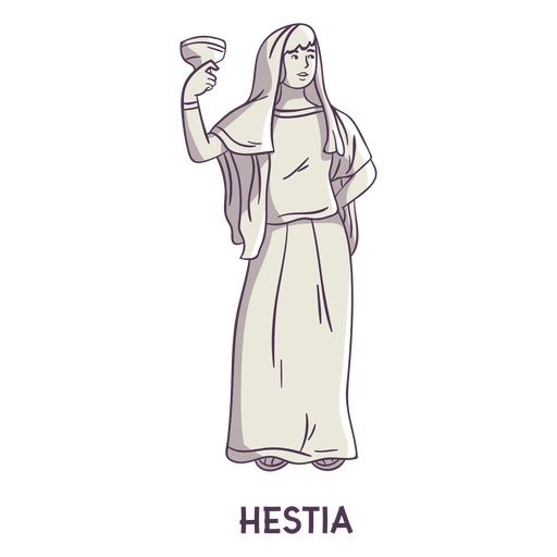 Hestia dibujado a mano gris Diseño PNG