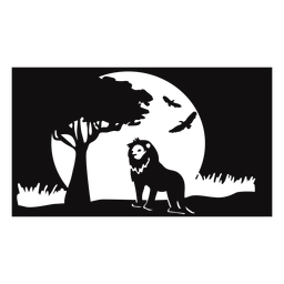 Löwensafari Sonnenuntergang schwarz ausgeschnitten PNG-Design