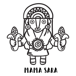 Mama sara inca mtyhology outline PNG Design