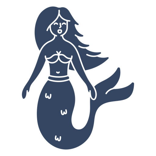 Mermaid cut out black PNG Design