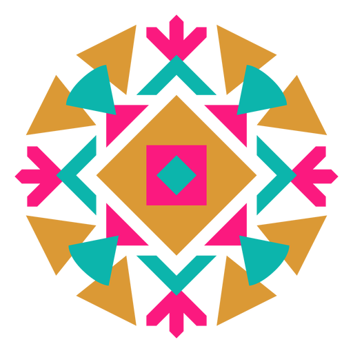 Mexican geometric round kaleidoscope composition PNG Design