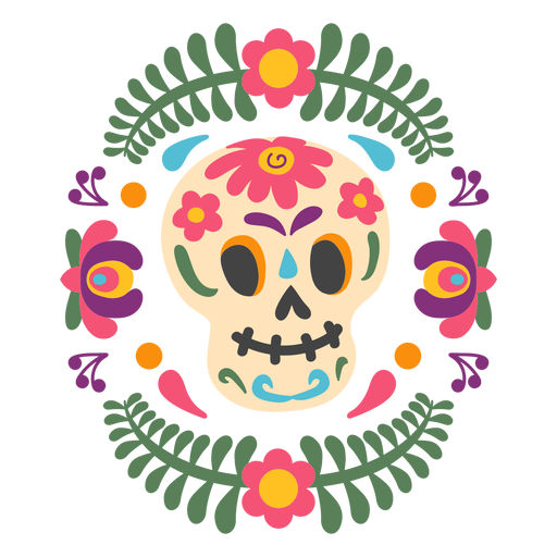 Emblema de máscara de calavera mexicana Diseño PNG