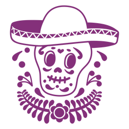 Mexican skull papel picado sombrero PNG Design