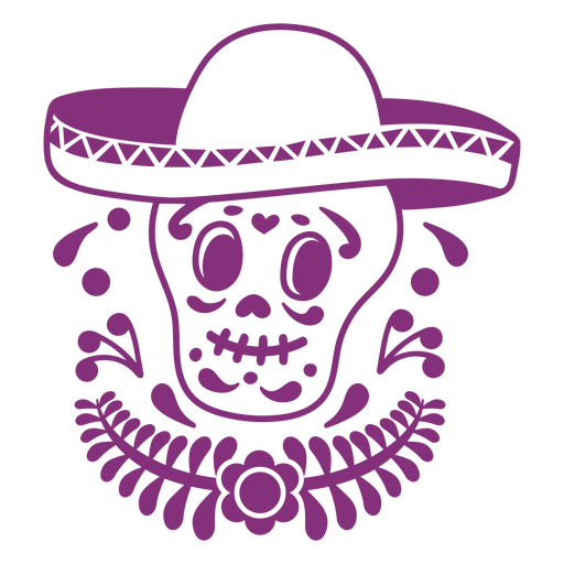 Cr?nio mexicano papel picado sombrero Desenho PNG