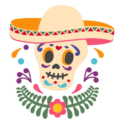 Mexican skull sombrero emblem PNG Design