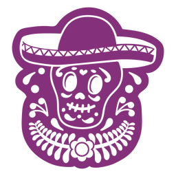 Crânio mexicano sombrero papel picado