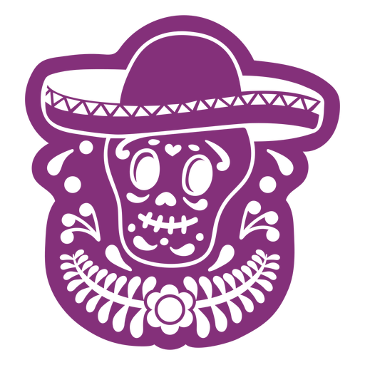 Mexican skull sombrero papel picado