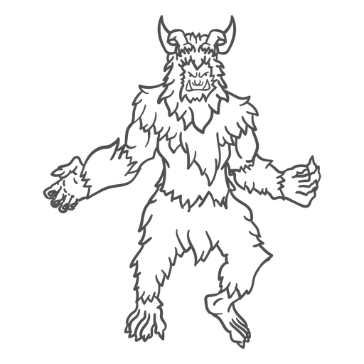 Mythical yeti posing outline PNG Design