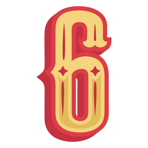 Number six lettering PNG Design