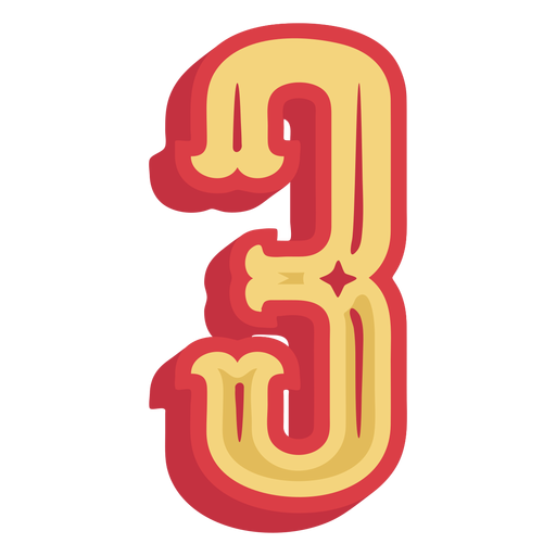 Number three lettering PNG Design