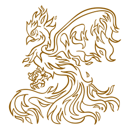 Phoenix volando perfil contorno marrón Diseño PNG