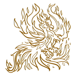 Phoenix espalhando as asas com contorno marrom Desenho PNG