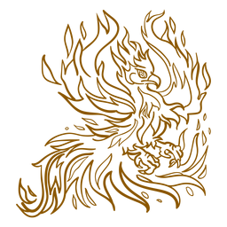 Phoenix spreading wings brown outline PNG Design Transparent PNG