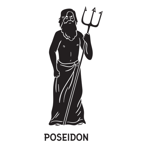 Poseidon trident hand drawn cut out black