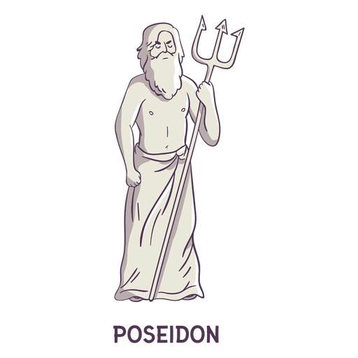 Poseidon trident hand drawn gray