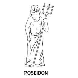 Contorno desenhado à mão do tridente Poseidon Desenho PNG