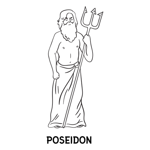 Poseidon trident hand drawn outline PNG Design