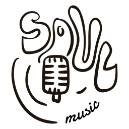Símbolo retro desenhado à mão da alma do microfone preto Desenho PNG