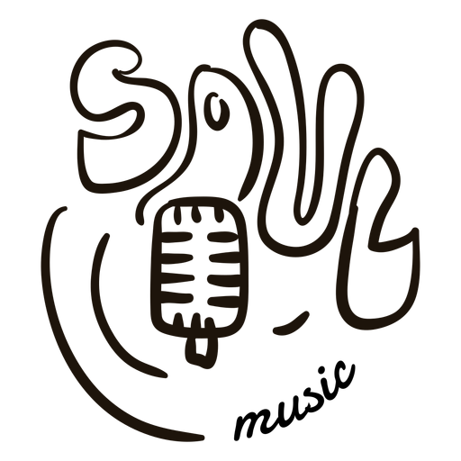 Retro microphone soul hand drawn symbol black PNG Design
