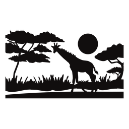 Safari Giraffe Sonnenuntergang schwarz ausgeschnitten PNG-Design