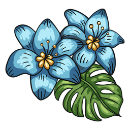 Arreglo de hojas de flores tropicales Diseño PNG