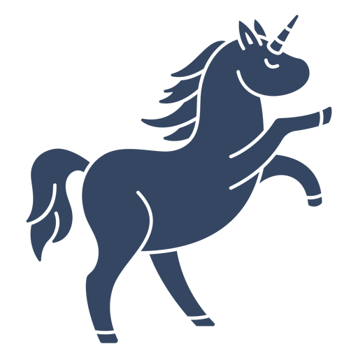 Unicorn recortado em preto Desenho PNG