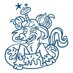 Anel de nariz de unicórnio com contorno azul donut Desenho PNG
