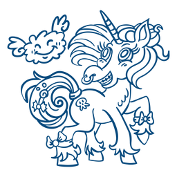 Argola de unicórnio em pé com contorno azul Transparent PNG